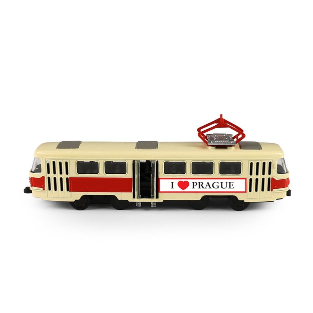 Metalinis čekiškas retro tramvajus raudonas 16 cm PRAHOS 3