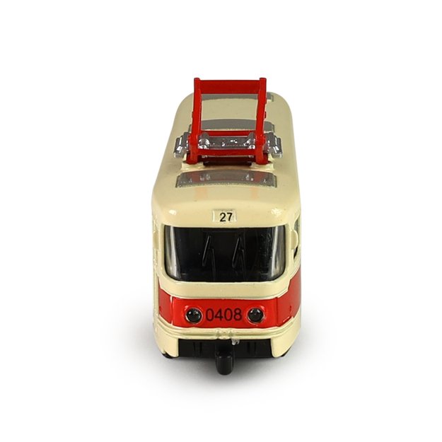 Metalinis čekiškas retro tramvajus raudonas 16 cm PRAHOS 5