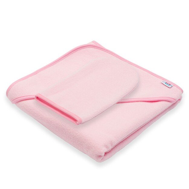 Kūdikio kilpinis rankšluostis su gobtuvu New Baby BASIC 80x80 rožinis
