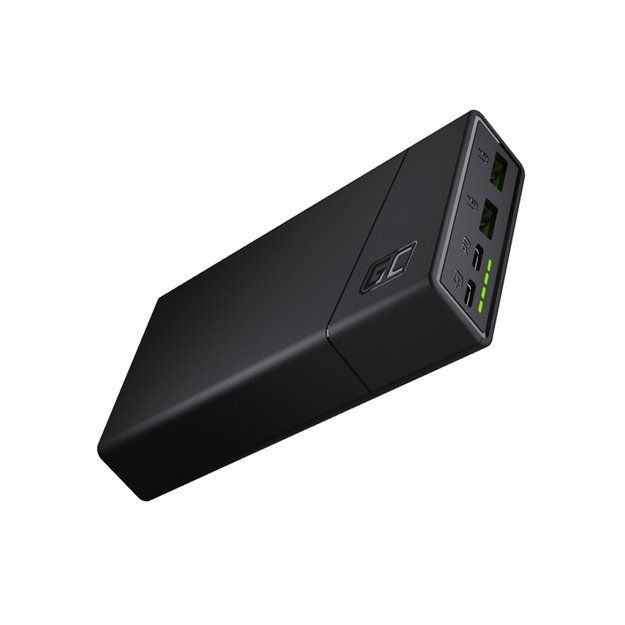 Išorinė baterija „Green Cell GC PowerPlay20“ 20000mAh su greito įkrovimo funkcija: 2 USB „Ultra Charge“ ir 2 USB-C „Power Delivery“ 18 W 5