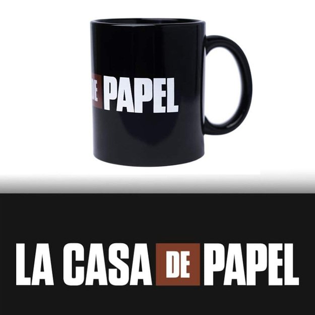 La Casa De Papel - Keraminis puodelis dovanų dėžutėje 330 ml (La Casa De Papel logotipas)