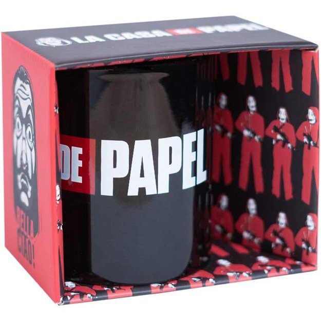 La Casa De Papel - Keraminis puodelis dovanų dėžutėje 330 ml (La Casa De Papel logotipas)