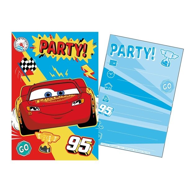 Automobilių vakarėlio rinkinys 5 kvietimai 5 vokai 1