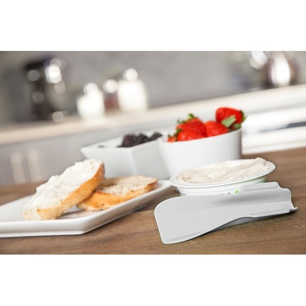 Keistas samtelis – matavimo šaukštas ir tepimo peilis (baltas) 10