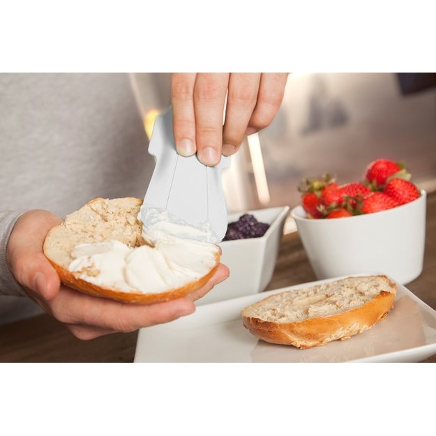 Keistas samtelis – matavimo šaukštas ir tepimo peilis (baltas) 9