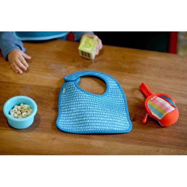 BUILT Mess Mate rinkinys iš 2 kūdikio seilinukų (Dribble Dots Blue) 6