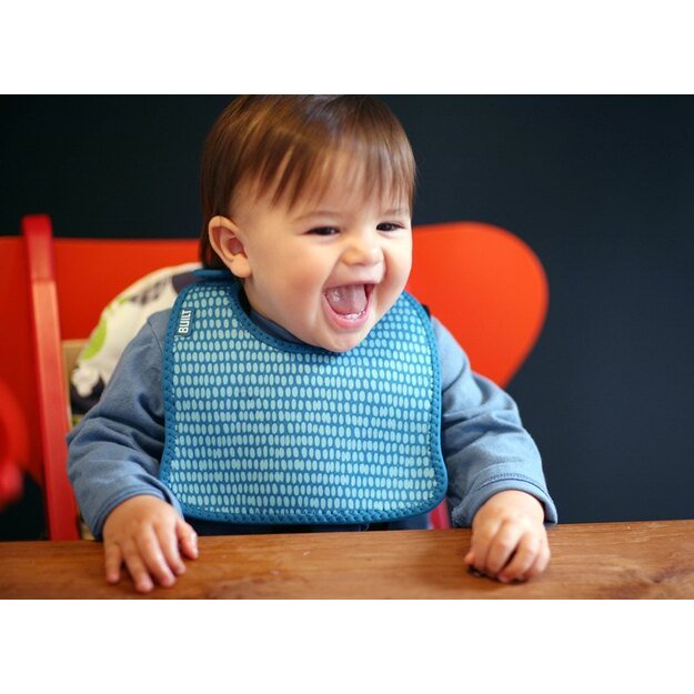 BUILT Mess Mate rinkinys iš 2 kūdikio seilinukų (Dribble Dots Blue) 5