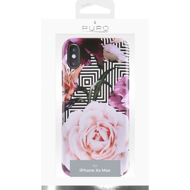 PURO Glam Geo Flowers – dėklas, skirtas iPhone Xs Max (rožiniai bijūnai)