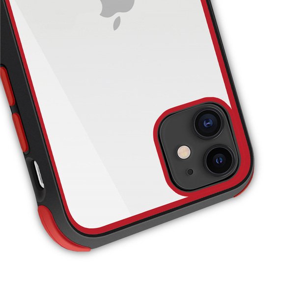 „Crong Trace Clear Cover“ – hibridinis apsauginis dėklas, skirtas „iPhone 11 Pro“ (juodas / raudonas)