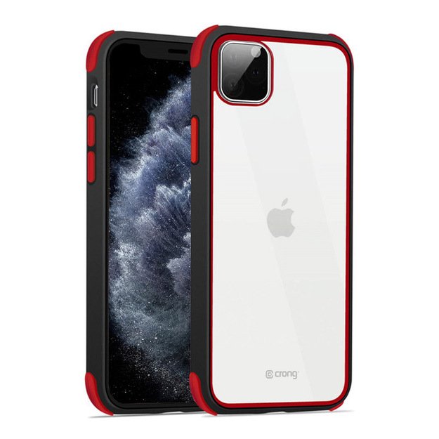 „Crong Trace Clear Cover“ – hibridinis apsauginis dėklas, skirtas „iPhone 11 Pro“ (juodas / raudonas)