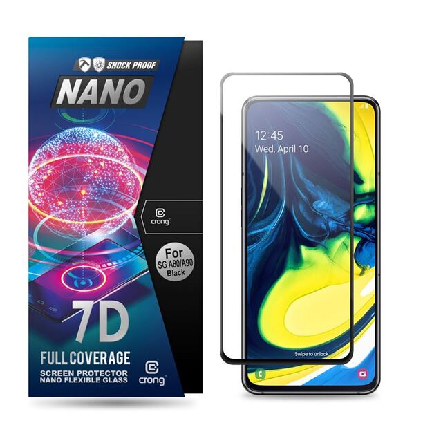 Crong 7D nano lankstus stiklas – pilnai dengianti hibridinė ekrano apsauga 9H Samsung Galaxy A80 / A90