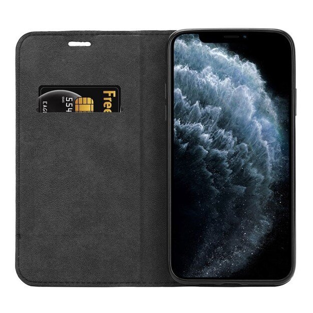 „Crong Folio Case“ – PU odinis dėklas, skirtas „iPhone 11 Pro Max“ (juodas)