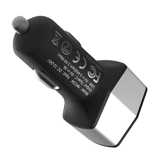 Nillkin Celerity automobilinis įkroviklis – 2x USB-A + 1x USB-C, 32W (sidabras) 4