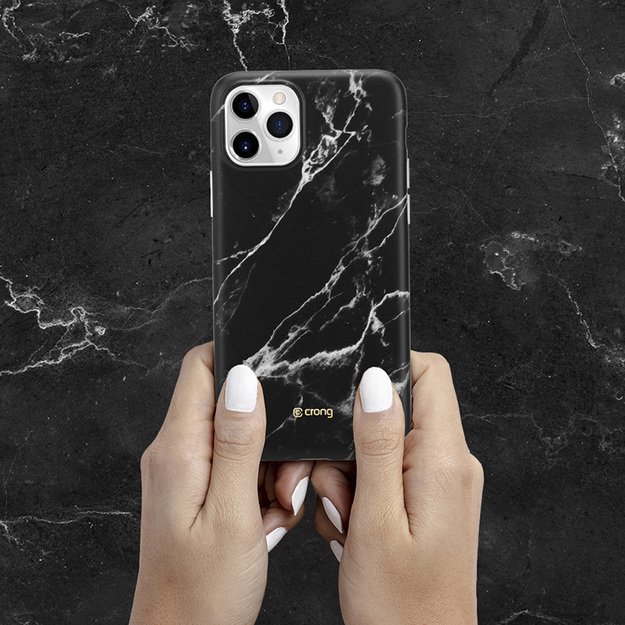 Crong Marble Case – dėklas, skirtas iPhone 11 Pro (juodas) 12