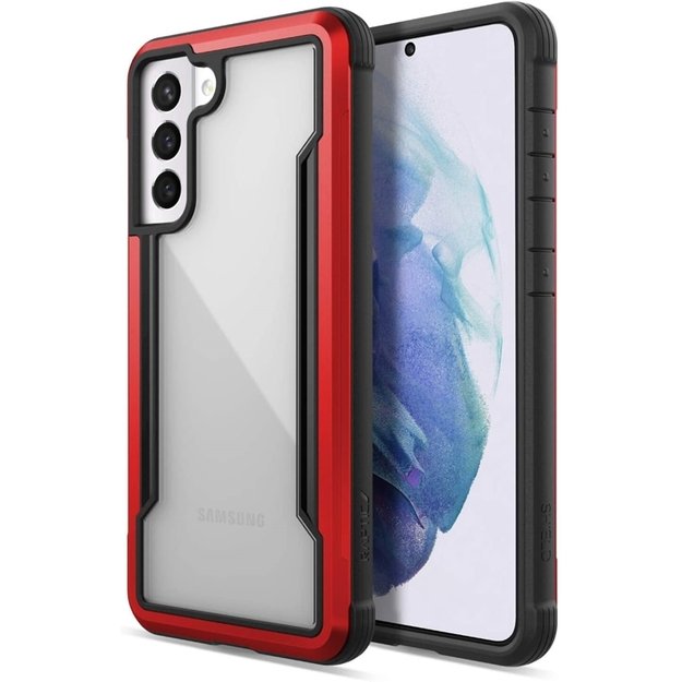 X-Doria Raptic Shield – aliuminio dėklas, skirtas Samsung Galaxy S21 (antimikrobinė apsauga) (raudona) 8