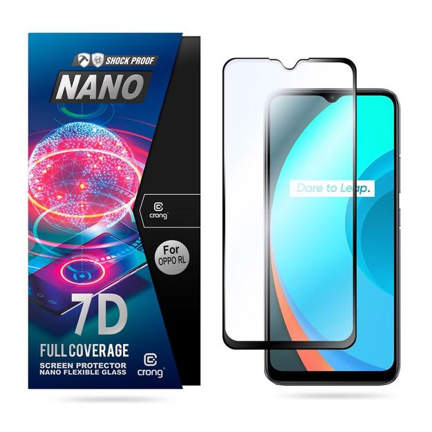 Crong 7D nano lankstus stiklas – pilnai dengianti hibridinė ekrano apsauga 9H Realme C11 8