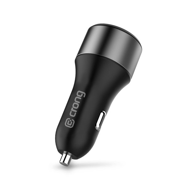 Crong Power Car Charger 63W – USB-C PD 45W automobilinis įkroviklis + USB QC 3.0 18W (juodas)