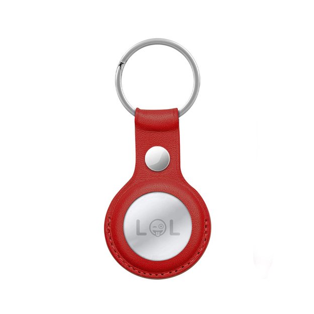 Crong odinis dėklas su raktų pakabu – odinis apsauginis pakabuko dėklas, skirtas Apple AirTag (raudonas) 15