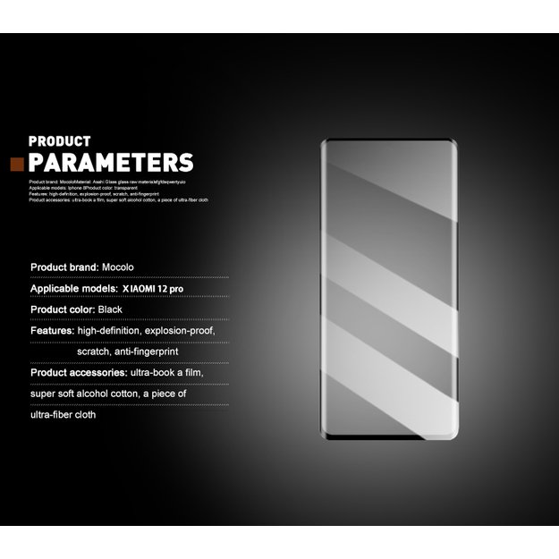 „Mocolo 3D 9H Full Glue“ – viso ekrano apsauginis stiklas, skirtas „Xiaomi 12 Pro“ (juodas) 26