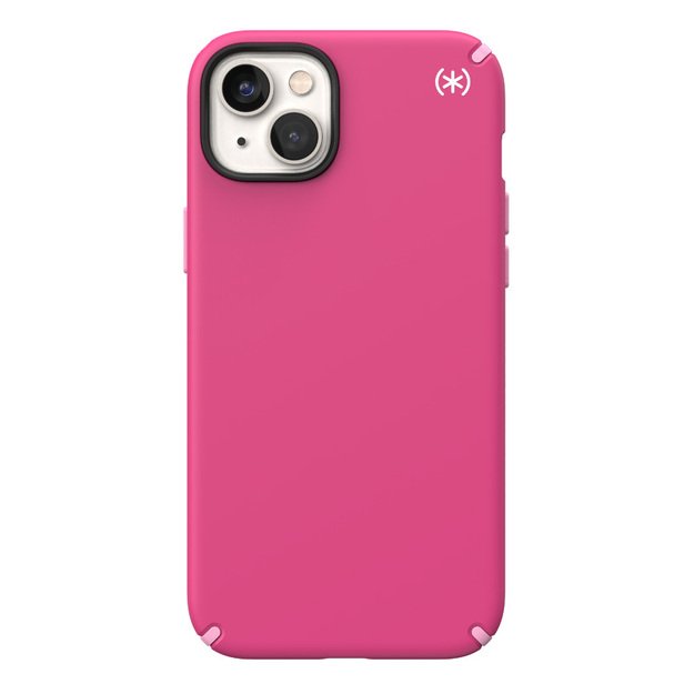 Speck Presidio2 Pro + MagSafe – iPhone 15 Plus / 14 Plus dėklas su MICROBAN danga (skaitmeninė rožinė / žydi / balta)