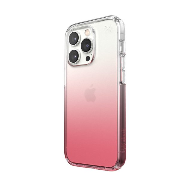 Speck Presidio Perfect-Clear + Ombre – iPhone 14 Pro dėklas su MICROBAN danga (Clear / Vintage Rose Fade)