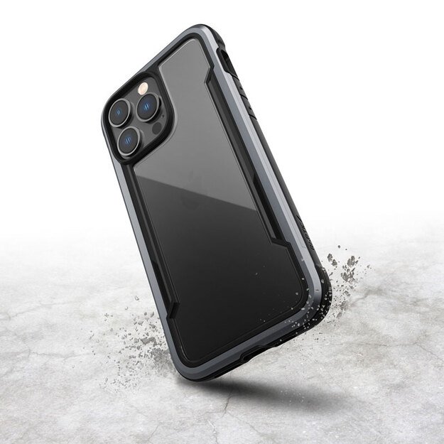 „X-Doria Raptic Shield“ – aliuminio dėklas, skirtas „iPhone 14 Pro Max“ (patikrintas kritimo metu 3 m) (juodas)