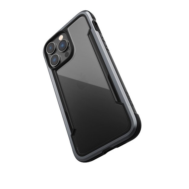 „X-Doria Raptic Shield“ – aliuminio dėklas, skirtas „iPhone 14 Pro Max“ (patikrintas kritimo metu 3 m) (juodas)