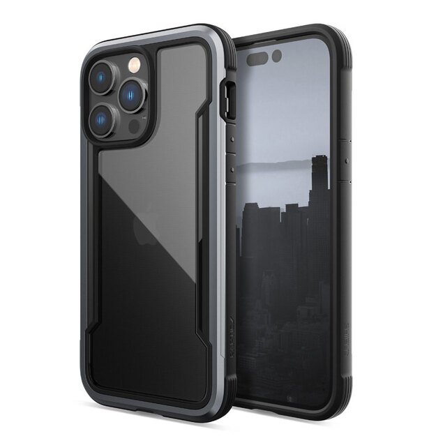 „X-Doria Raptic Shield“ – aliuminio dėklas, skirtas „iPhone 14 Pro Max“ (patikrintas kritimo metu 3 m) (juodas)