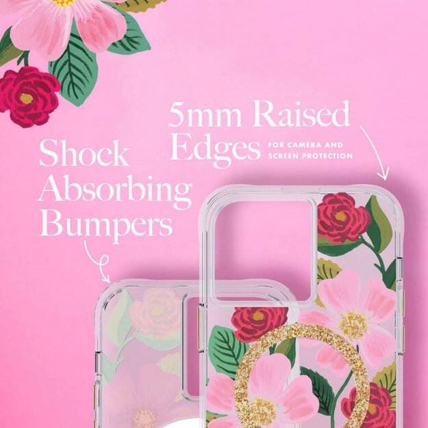 Šautuvų popierius Skaidrus MagSafe – aukso spalvos dėklas skirtas iPhone 14 / iPhone 13 (Rose Garden) 6