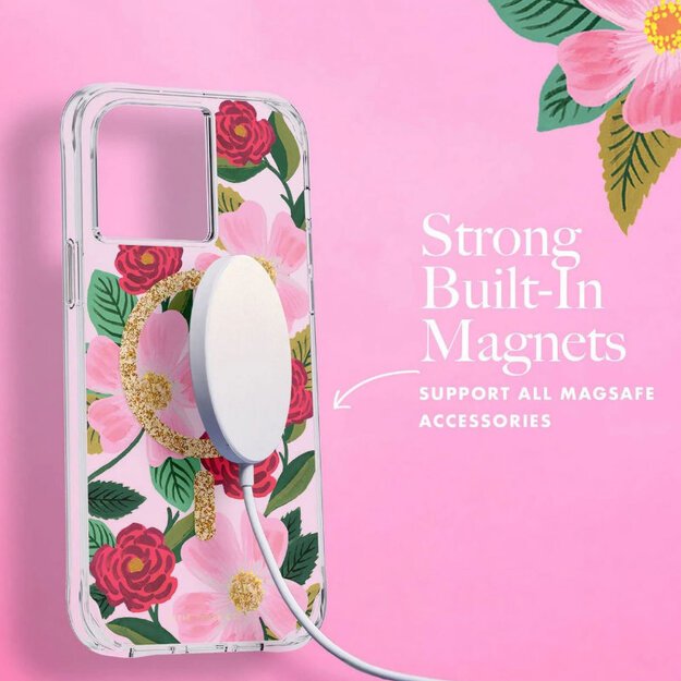 Šautuvų popierius Skaidrus MagSafe – aukso spalvos dėklas skirtas iPhone 14 / iPhone 13 (Rose Garden) 8