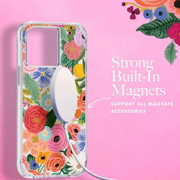 Šautuvų popierius skaidrus MagSafe – dėklas, skirtas iPhone 14 Pro Max (Garden Party Blush) 15