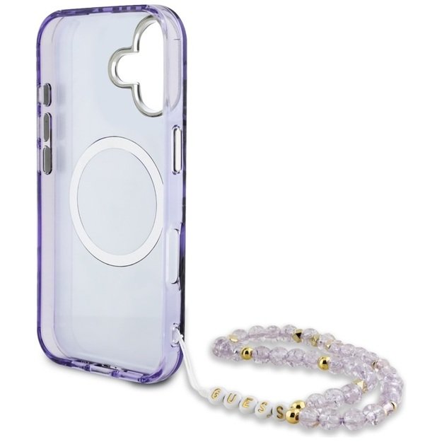 Guess Palm Trees Triangle Pearl Strap MagSafe - Case for iPhone 16 (purple) 6