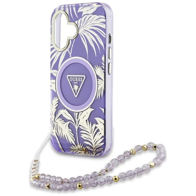 Guess Palm Trees Triangle Pearl Strap MagSafe - Case for iPhone 16 (purple) 5