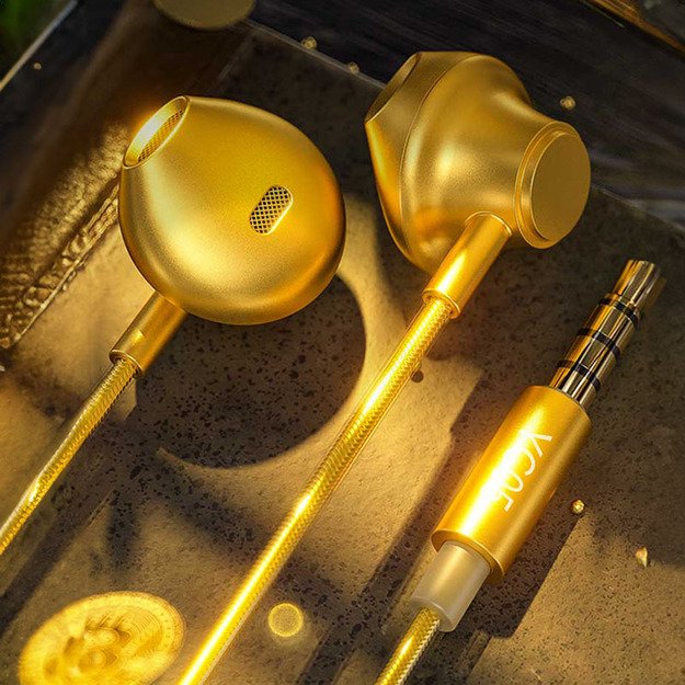 WEKOME YC05 Sakin Series – 3,5 mm laidinės ausinės (auksinės) 4