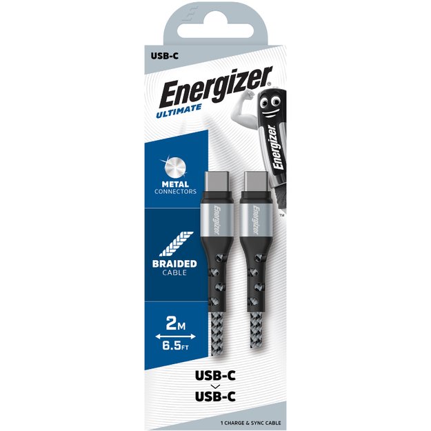 Energizer Ultimate – USB-C prie USB-C jungties laidas 2 m (sidabrinis)