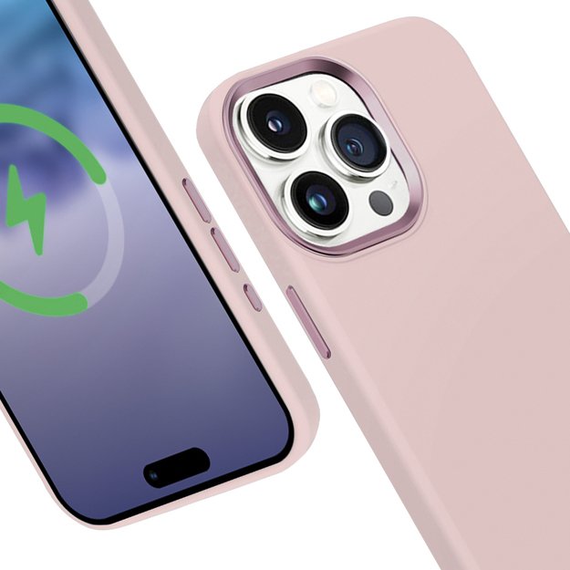 Crong Color Cover LUX Magnetic – dėklas, skirtas iPhone 15 Pro MagSafe (rožinis)