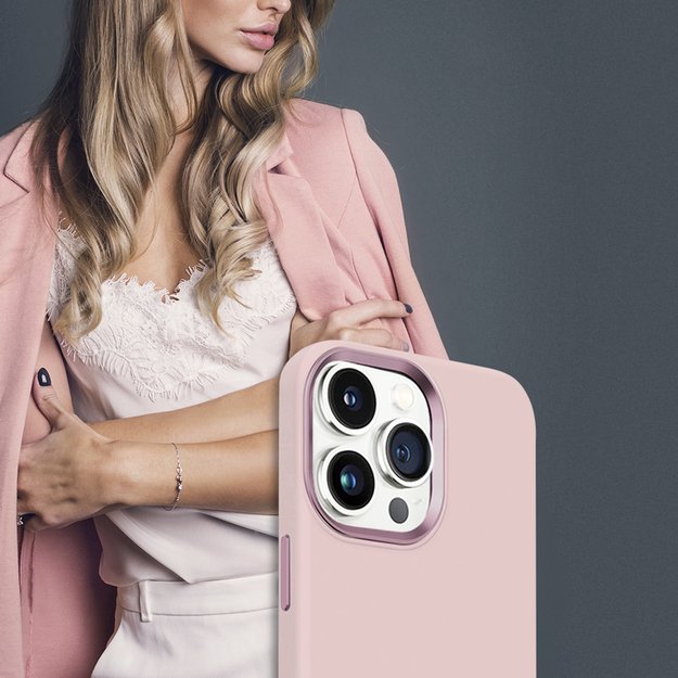 Crong Color Cover LUX Magnetic – dėklas, skirtas iPhone 15 Pro MagSafe (rožinis)