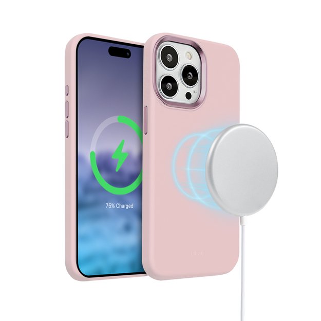 Crong Color Cover LUX Magnetic – dėklas, skirtas iPhone 15 Pro MagSafe (rožinis)