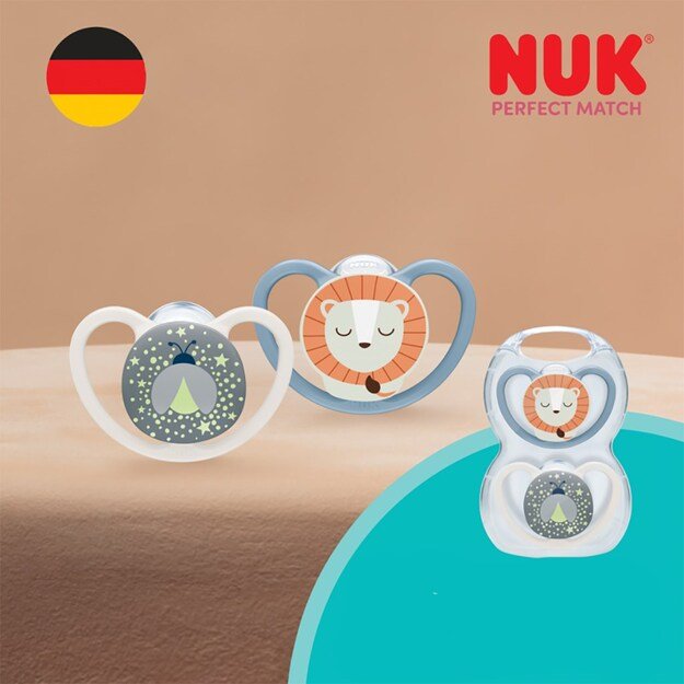NUK Soother Perfect Match Air Night FIREFLY/LION 6-18m 2pc, 6-18 m 2