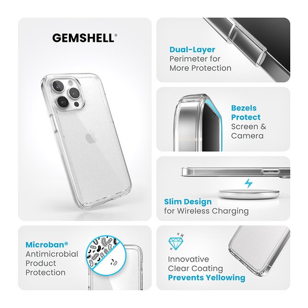 Speck Gemshell – dėklas, skirtas iPhone 15 Pro Max (skaidrus)