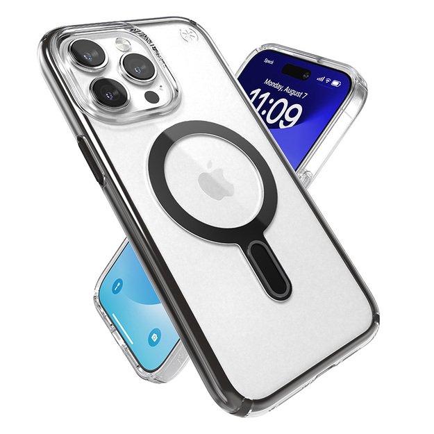 Speck Presidio Perfect-Clear ClickLock & Magsafe – dėklas, skirtas iPhone 15 Pro Max (skaidrus / matinis juodas / šiferio pilkas) 15