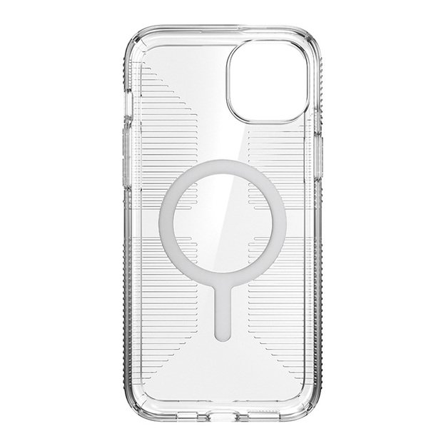 Speck Gemshell Grip + MagSafe – dėklas, skirtas iPhone 15 Plus / iPhone 14 Plus (skaidrus / chromo apdaila) 17
