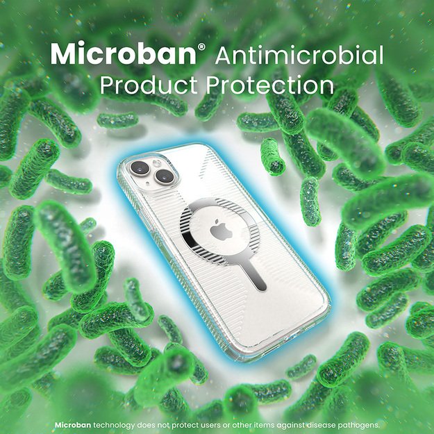 Speck Gemshell Grip + MagSafe – dėklas, skirtas iPhone 15 Plus / iPhone 14 Plus (skaidrus / chromo apdaila) 19