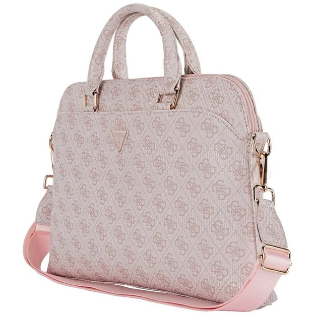 Guess 4G Zipper Pocket Triangle Logo - Laptop Bag 15  (pink) 3