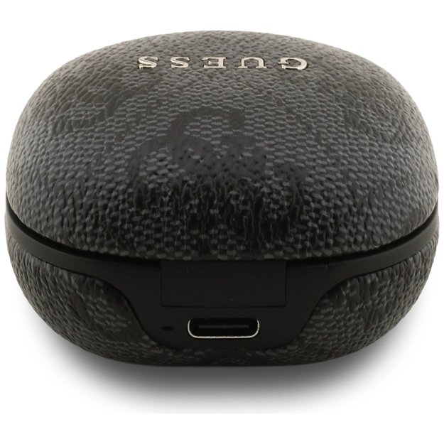 Guess 4G Classic Metal Logo - Bluetooth TWS ENC sluch&aacute;tka + nab&iacute;jec&iacute; pouzdro (Čern&aacute;) 4