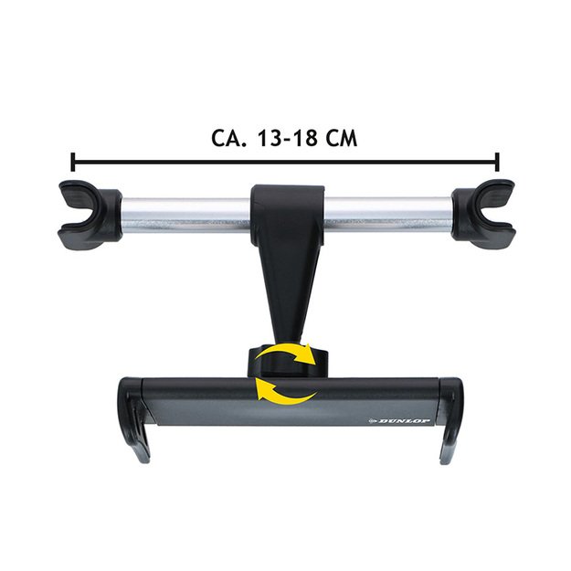 Dunlop - Automobilinis galvos atramos laikiklis išmaniajam telefonui / planšetiniam kompiuteriui 12-21 cm 19