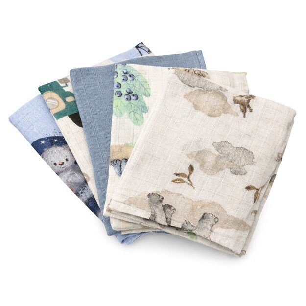 Cotton nappies with print NEW BABY 60x80 cm STANDARD BOY 5 pcs