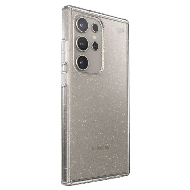 Speck Presidio Lux Glitter – dėklas, skirtas Samsung Galaxy S24 Ultra (Clear / Gold Glitter)