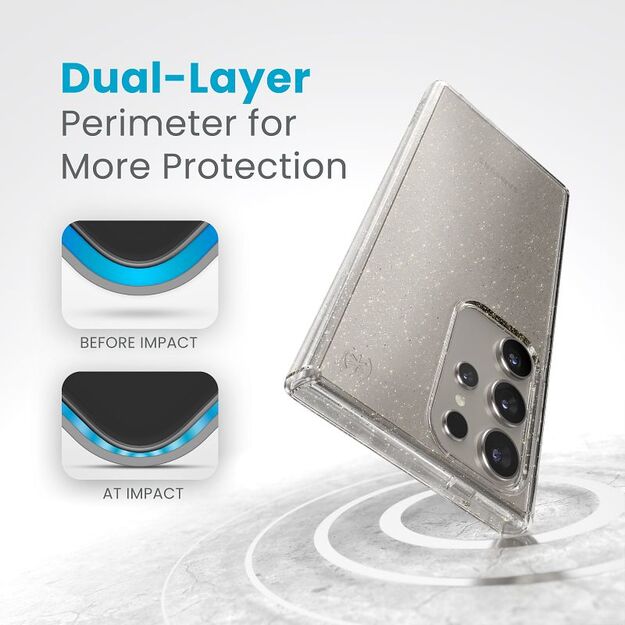 Speck Presidio Lux Glitter – dėklas, skirtas Samsung Galaxy S24 Ultra (Clear / Gold Glitter) 31