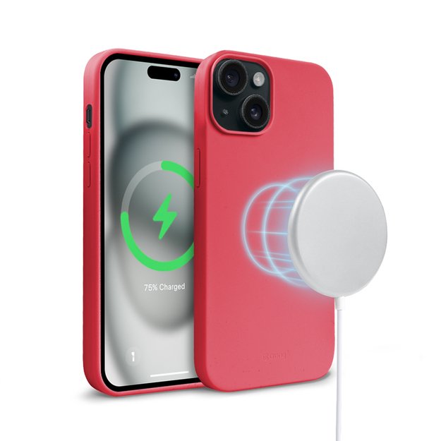 Crong Color Cover Magnetic – dėklas, skirtas iPhone 15 Plus MagSafe (rožinis)
